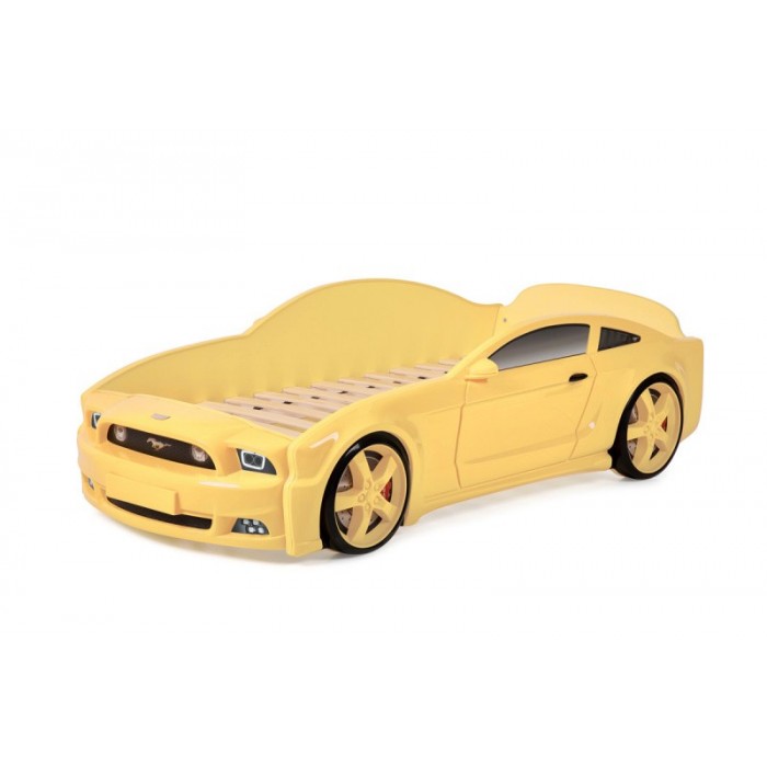 Кровать-машина "Мустанг" 3D (объемная пластиковая) желтая