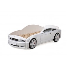 Кровать-машина "Мустанг" 3D (объемная пластиковая) белая
